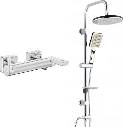 ECA İcon Banyo Bataryası+T-MAY Banyo Gediz Oval Tepe Duş Takımı Seti Paslanmaz Krom
