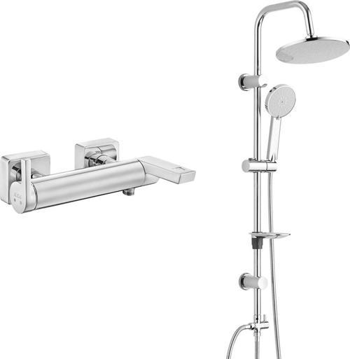 ECA İcon Banyo Bataryası+T-MAY Banyo Lidya Oval Tepe Duş Takımı Seti Paslanmaz Krom