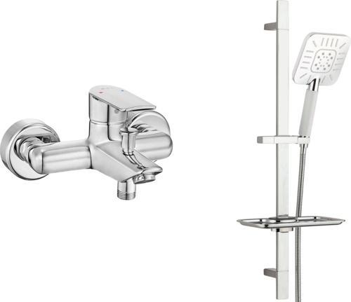 ECA Lia Banyo Bataryası + T-MAY Çamlıca Kare Borulu Hareketli Sürgülü Duş Seti Üst Takımı