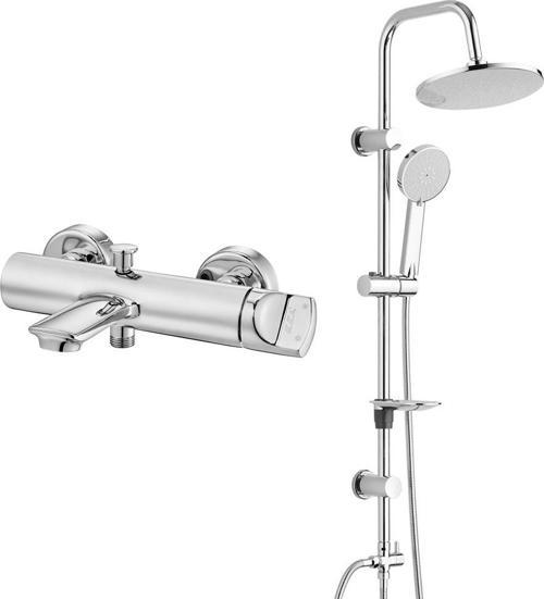 ECA Myra Banyo Bataryası+T-MAY Banyo Lidya Oval Tepe Duş Takımı Seti Paslanmaz Krom