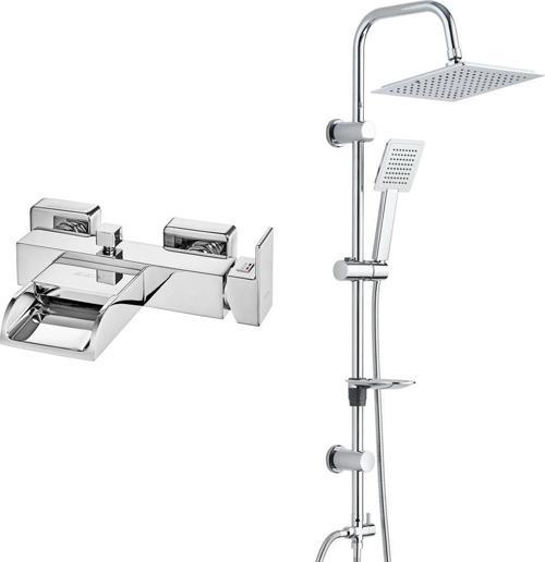 ECA Natura Banyo Bataryası+T-MAY Banyo Çam Kare Tepe Duş Takımı Seti Paslanmaz Krom