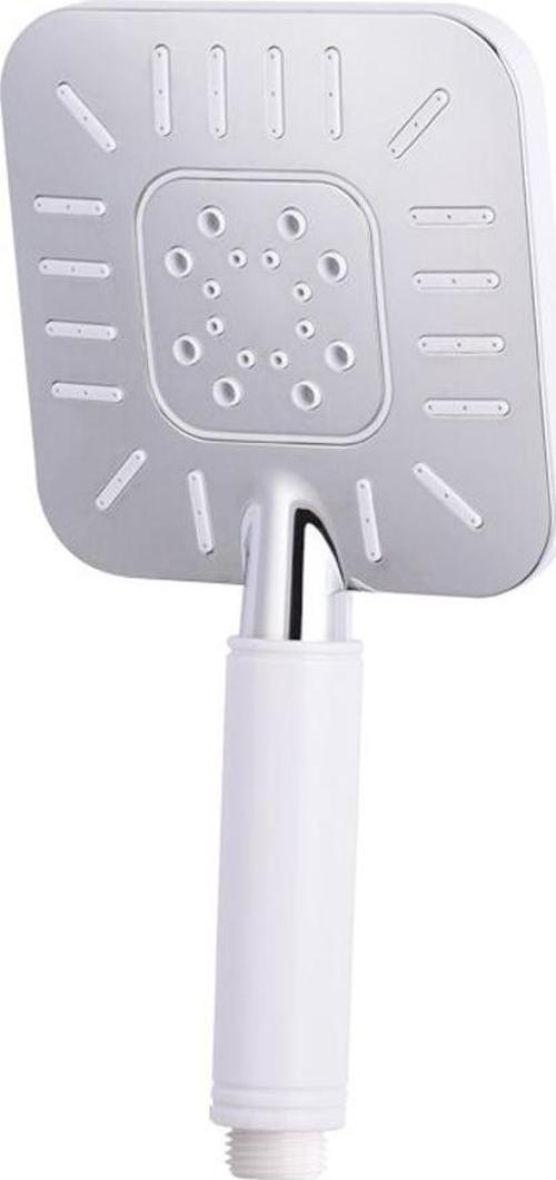 Banyo Çamlıca Kare El Duş Seti Başlığı Krom - Beyaz 4 Fonksiyonlu