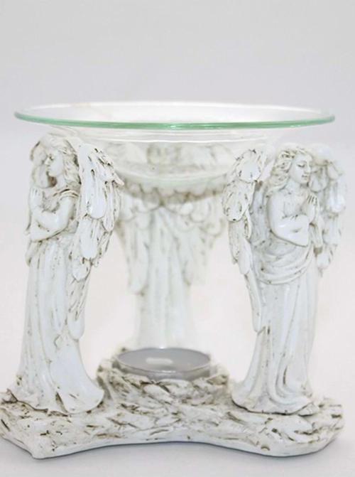 Buhardanlık Melek Seramik Cam Buhurdanlık Ayakta Dua Eden Melekler