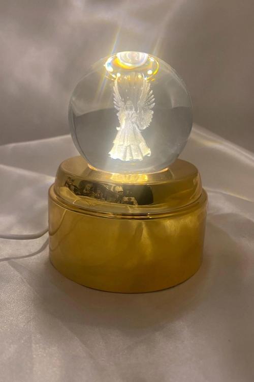 3D Led Işık Cam Küre Tek Renk Kristal Küre Fanta zi Dekoru Gece Lambası Günışığı Gold Dönene Kaideli