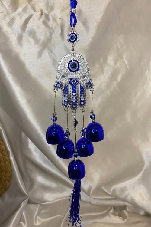 Deprem Zili Çanı Duvar Rüzgar Çanı Zili Feng Shui Ejderha Yılı Koruyucu Telkari Fatıma Eli 5 Çanlı N