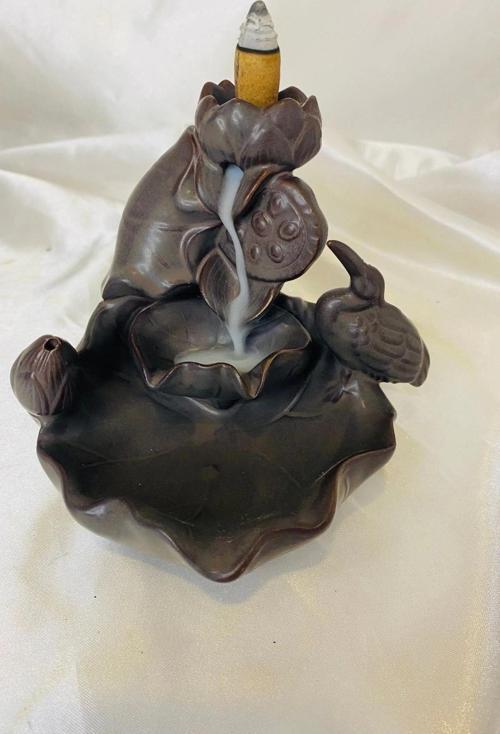 Feng Shui Buda Yenilik İlerleme Lotus Çiçek Geri Akış Tütsülük Ters Akış Şelale Kaliteli Seramik Kah