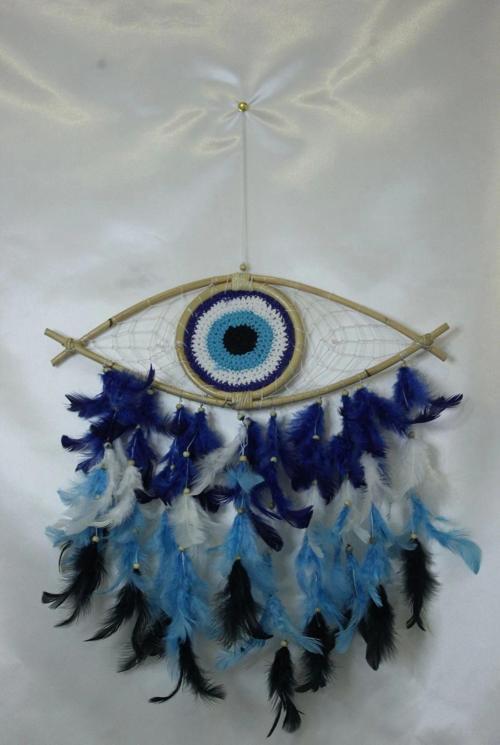 Mavi Nazar Boncuğu Tasarımlı Dream Catcher Düş Kapanı