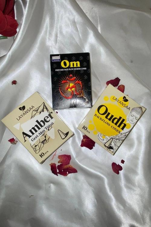 Organik Tütsü Seti Geri Akış Back Flow Şelale 3d Tütsü Doğal Kokulu Aum Om  Audh