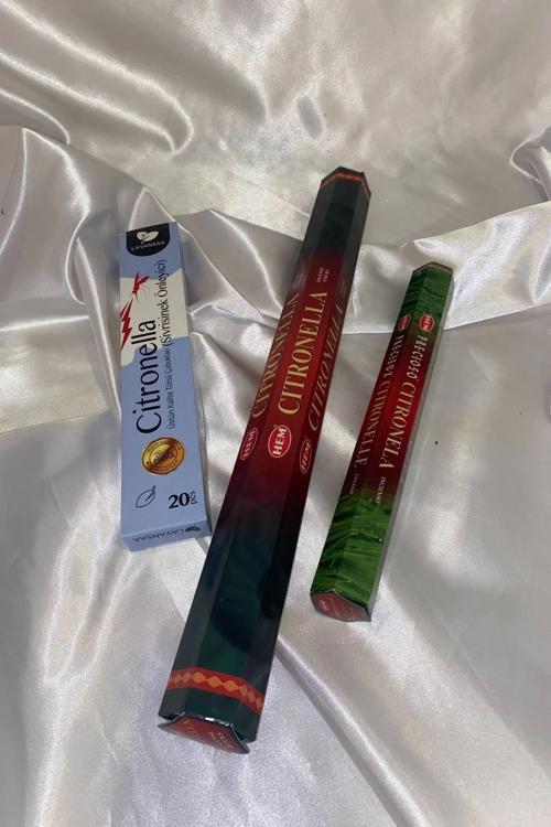 Sivrisinek Önleyici Citronella Çubuk Tütsü Seti 3*20 Çubuk Oda Ve Bahçe Boyu
