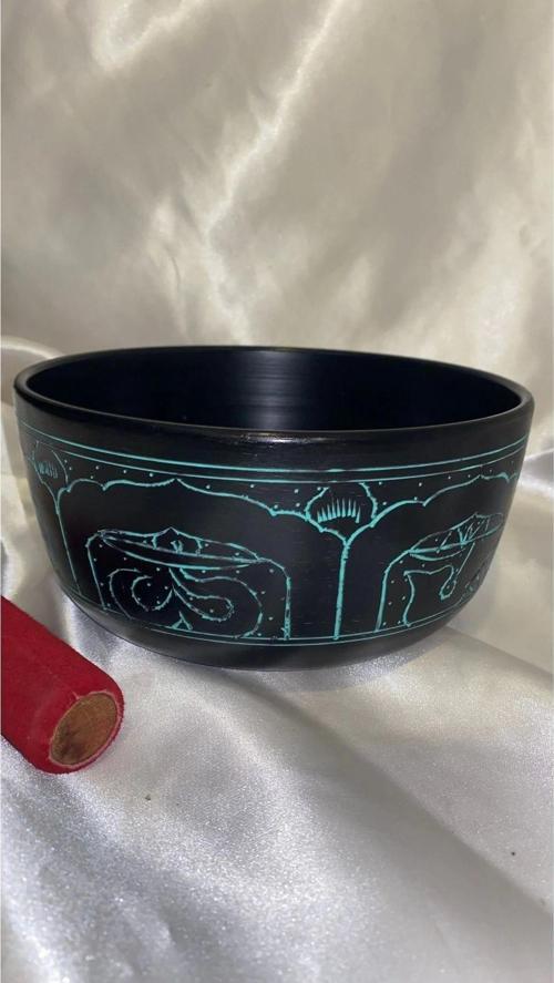 Tibet Çanağı Çanı Kasesi Meditasyon Yoga Singing Bowl 7 Element 19 Cm Çap Siyah Kişiye Özel Frekans 