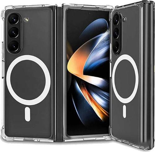 Samsung Galaxy Z Fold4 Kılıf Magsafe Özellikli Şeffaf Silikon Kapak