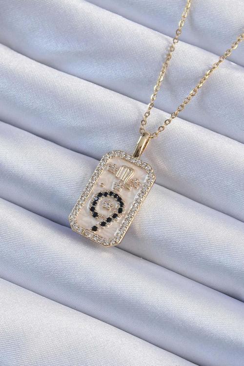 Altın Renk Zirkon Taşlı Minimal Papatya Figürlü Tarot Kolye - EBJ240920W28207