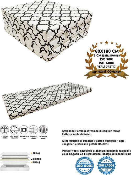 Katlanır Yer Yatağı Sünger Yatak 80X180 Alaçatı 8Cm