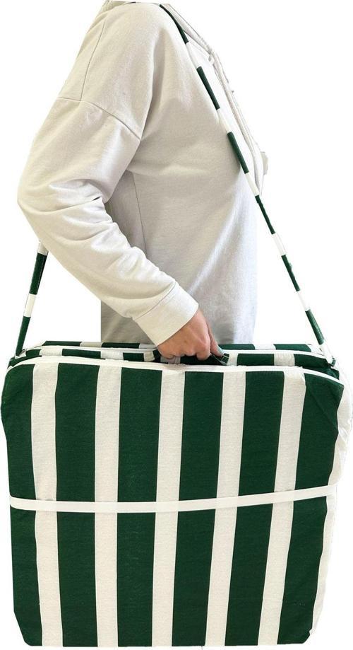 Katlanır Kamp Yatağı Çadır Yatağı Sünger Yatak Fermuarlı 55X165X3 Cm-Yeşil Beyaz