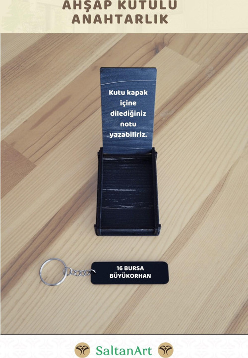 16 BURSA BÜYÜKORHAN Yazılı Özel Ahşap Kutulu Kişiye Özel Anahtarlık (Özel Hediye Notu Eklenebilir)
