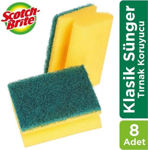 Scotch-Brite Yeşil Bulaşık Süngeri 8'Li- Tırnak Koruyuculu