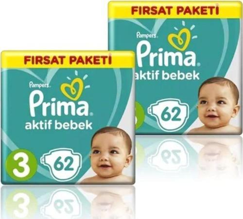 Bebek Bezi Aktif Bebek 3 Beden 124 Adet Fırsat Paketi