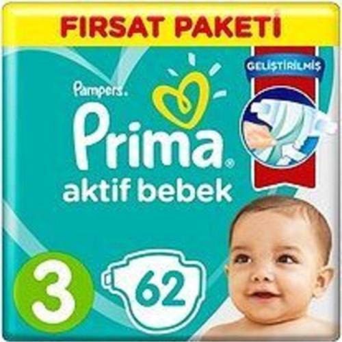 Bebek Bezi Aktif Bebek 3 Beden Midi Fırsat Paketi 62 Adet 6 -10 Kg