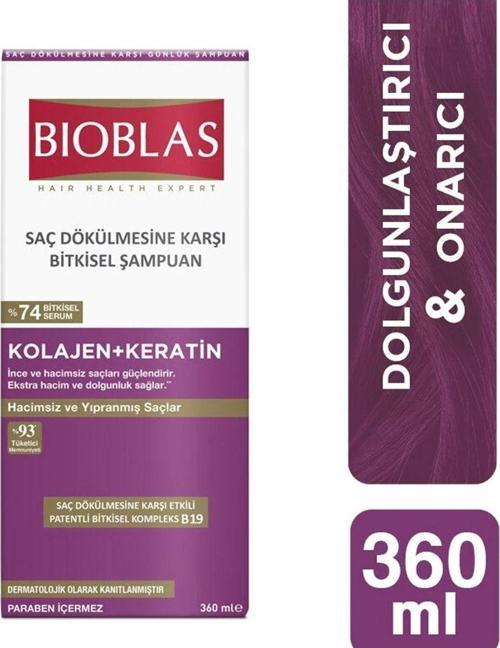 Kolajen + Keratin Saç Dökülmesine Karşı Hacim Şampuanı 360 Ml 2 Adet