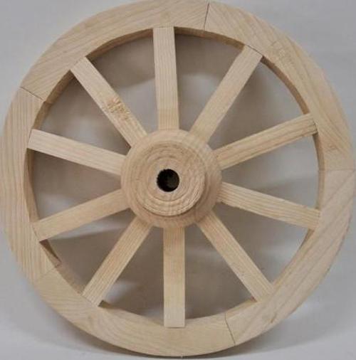 Ahşap At Arabası Tekeri 50 cm. Duvar Dekoru