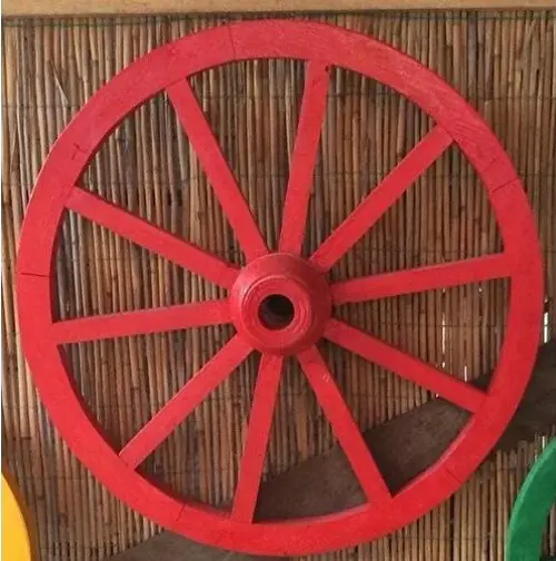 Ahşap At Arabası Tekeri 70 cm.Kırmızı Renk