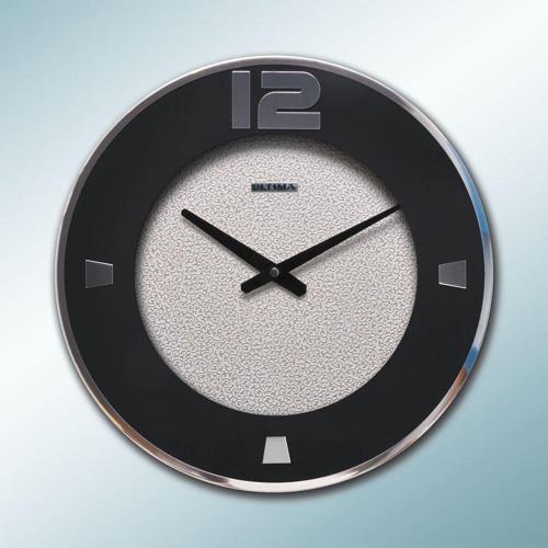 0076 SW2 Metal Kasa Kromaj 41 Cm. Beyaz İnce Desen Duvar Saatı