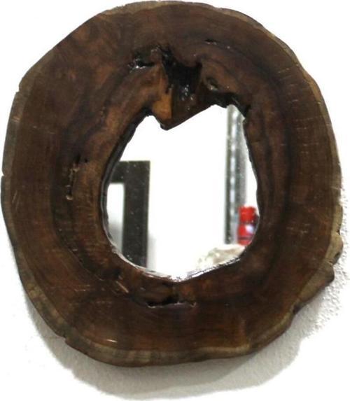 Doğal Ahşap Teak Ağacı Ayna 32x32x3 cm.