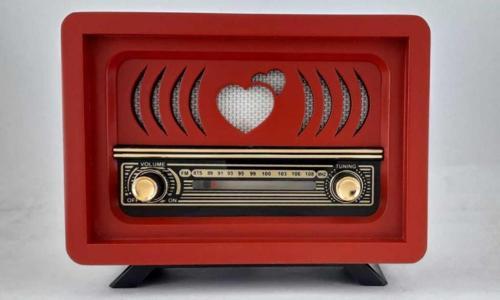 Nostaljik  (Şarjlı Pil+Adaptörlü) Radyo Aşiyan 2 Kırmızı