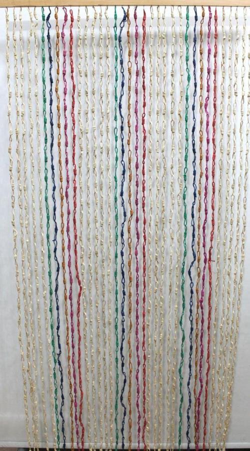 Naturel Hasır Kapı Perdesi Halat Örgülü  90x190 cm. Renkli