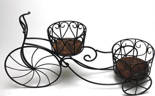 Eskitme Ahşap Ferforje Bisiklet Çiçeklik  Saksılık 81x23x45 cm.