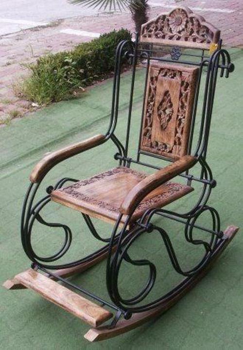 Ahşap Ferforje Oymalı Sallanan Koltuk