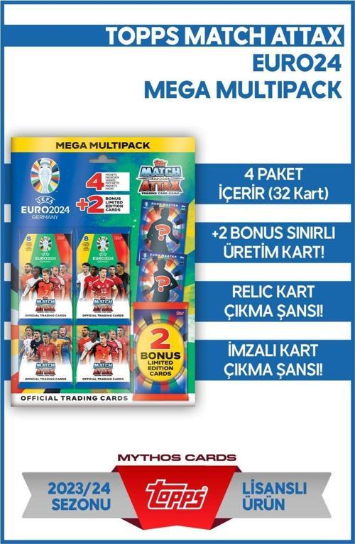 Official Euro 2024 Match Attax - Mega Multipack Futbolcu Kartları