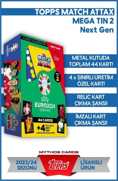 Official Euro 2024 Match Attax - Mega Tin 2 Futbolcu Kartları