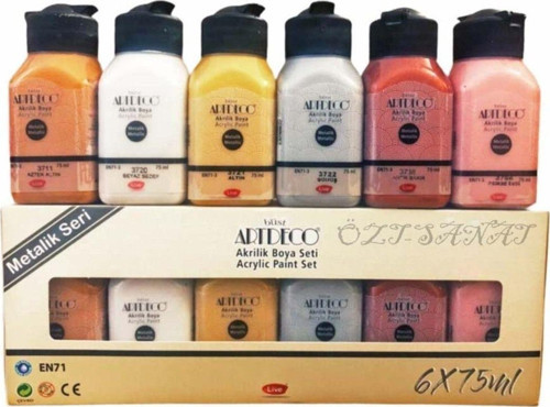 Akrilik Boya 6X75 Ml Metalik Renkler-