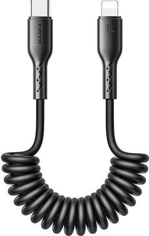 Travel Serisi 30W Araç Sarmal Hızlı Şarj Kablosu Type-C'den Lightning 1,5 Metre