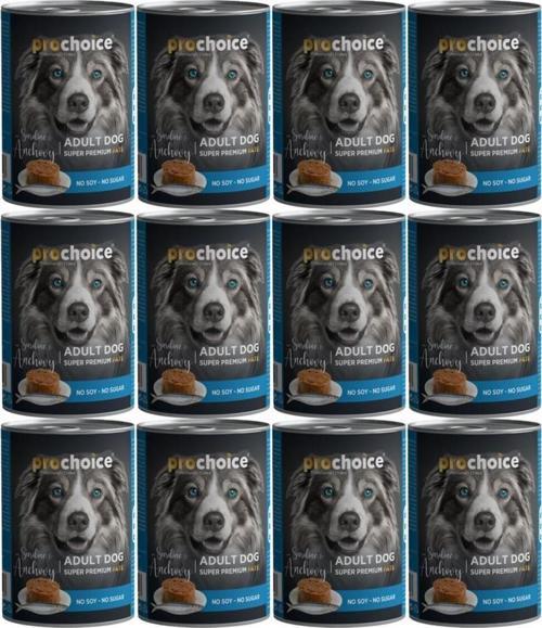 Pro Choice Sardalya ve Hamsi Etli Sekersiz Ezme Yetiskin Köpek Konservesi 400gr X 12 Adet