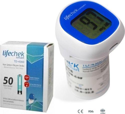 Smart TD-4360 Kan Şekeri Ölçüm Stribi 50 Adet + Lifechek Compact TD-4283 Kan Şeker Ölçüm Cihazı