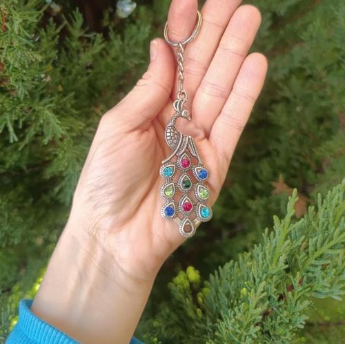 Anahtarlık Tavus Kuşu Yüzük Kötü Göz Kovucu Nazar Boncuklu Araba Çanta Cüzdan Süsü