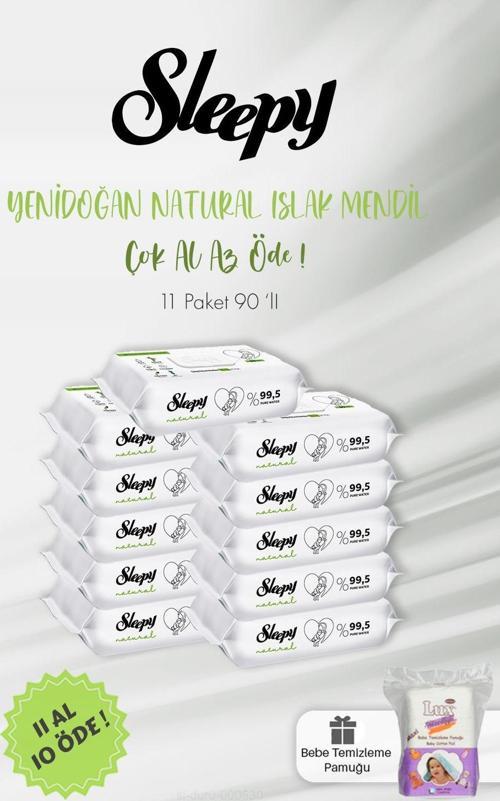 Natural Yenidoğan Islak Mendili 90 Adet ve Bebek Pamuğu