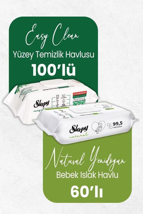 Natural Islak Bebek Havlusu 60'lı ve Temizlik Havlusu 100' lü