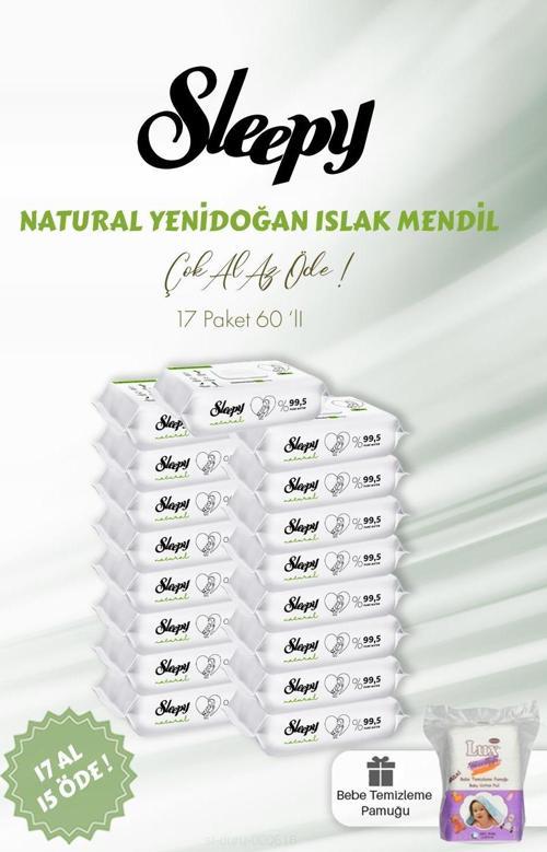 Natural Yenidoğan Islak Bebek Havlusu 60'lı ve Bebek Pamuğu