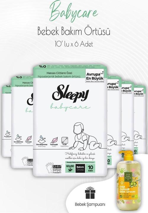 Babycare Bebek Bakım Örtüsü 10'lu x 6 Adet ve Bebek Şampuanı