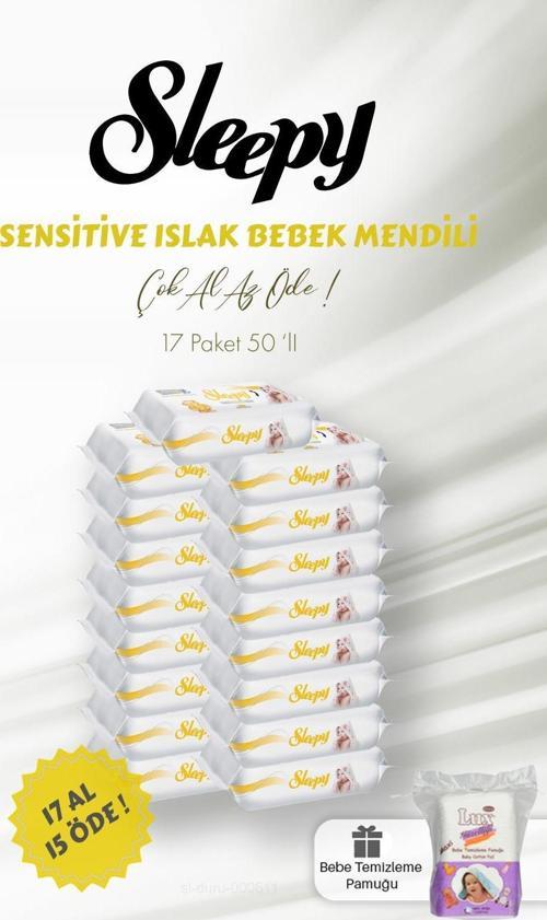 Sensitive 50'li Islak Bebek Mendili ve Bebe Temizleme Pamuğu
