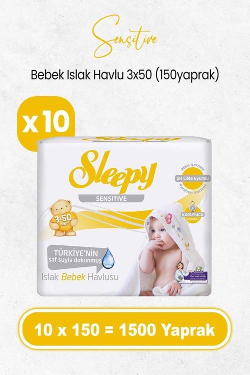 Sensitive Islak Bebek Mendil 3x50 x 10 Adet (1500 Yaprak)