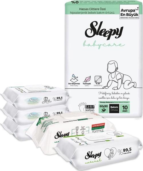 Bebek Bakım Örtüsü 10'lu, Islak Mendil 210 Yaprak ve Temizlik Havlusu