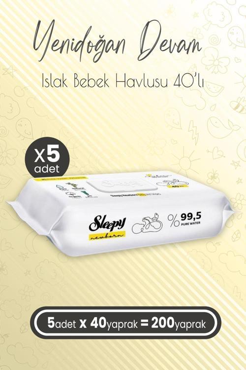 Yenidoğan Devam Islak Bebek Bakım Havlusu 40'lı x 5 (200 Yaprak)
