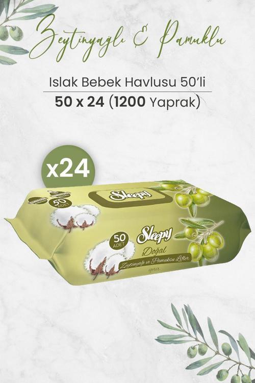 Doğal Zeytinyağlı Ve Pamuklu Islak Bebek Havlusu 50 x 24 Adet (1200 Yaprak)