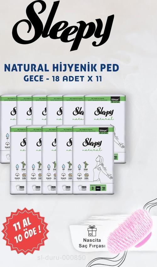 Natural Ultra Hassas Hijyenik Ped Gece 18 li ve Saç Fırçası