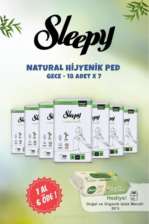 Natural Gece Hassas Hijyenik Ped 18 Adet ve 50 li Doğal Islak Mendil