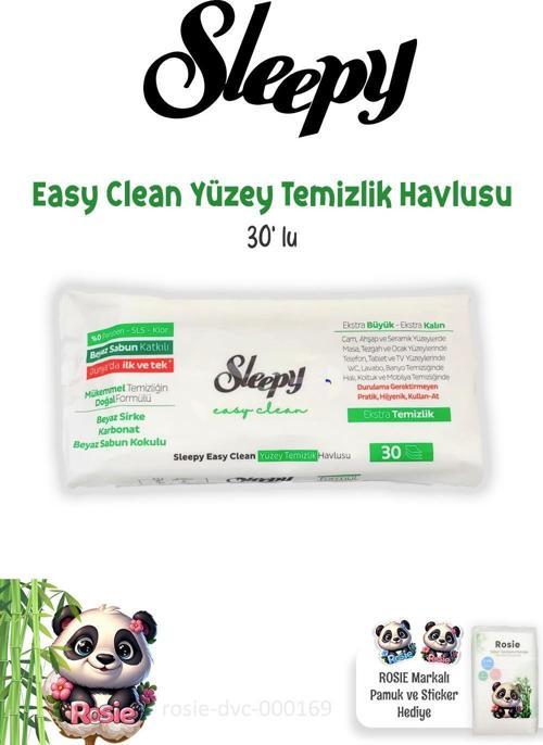 Easy Clean Beyaz Sabunlu Yüzey Temizlik Havlusu 30' lu ve ROSIE Pamuk